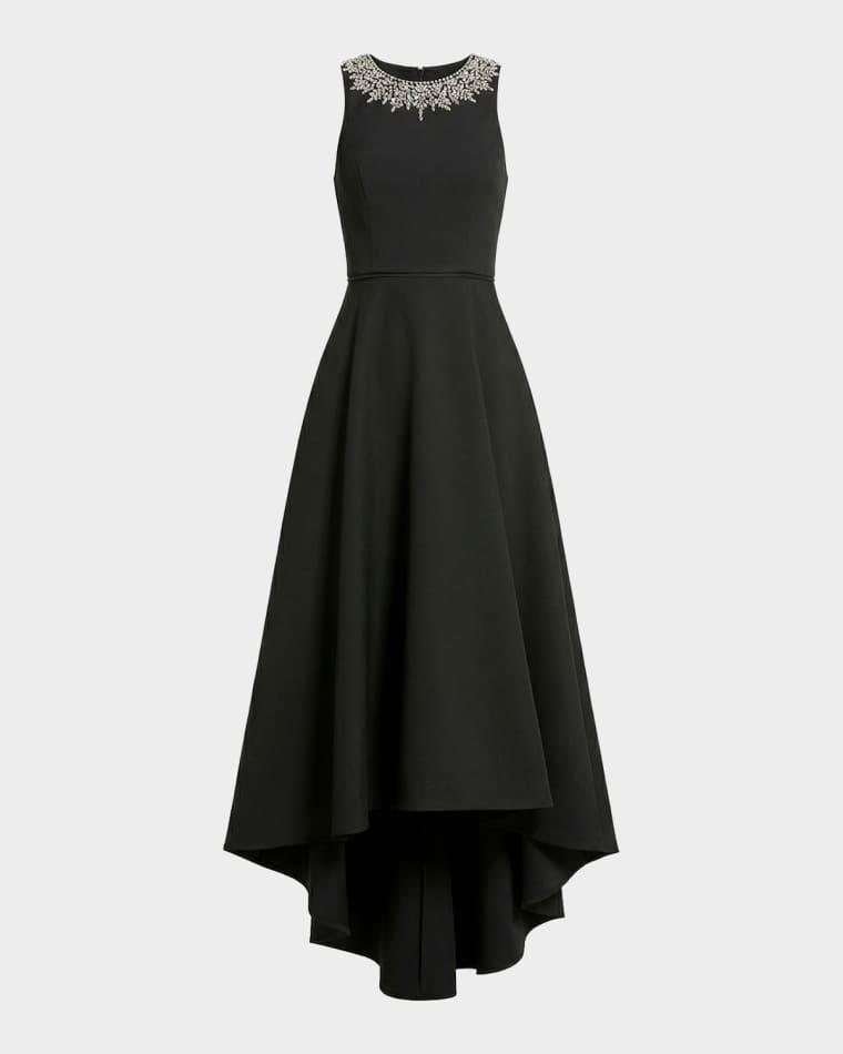 Jewel-Neck Sleeveless High-Low  Gown by MAC DUGGAL