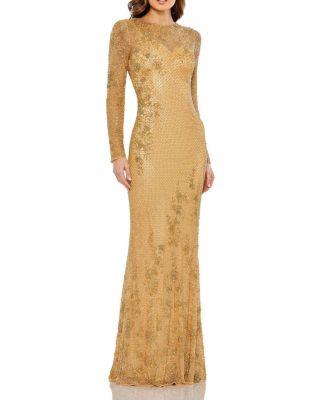 Long Sleeve Embellished Evening Gown by MAC DUGGAL