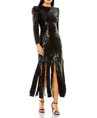 Long Sleeve High Neck Carwash Panel Dress by MAC DUGGAL