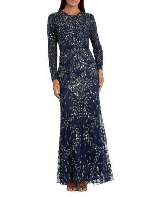 Long Sleeve Illusion Neckline Embellished Gown by MAC DUGGAL