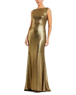Metallic Cowl Back Column Gown by MAC DUGGAL