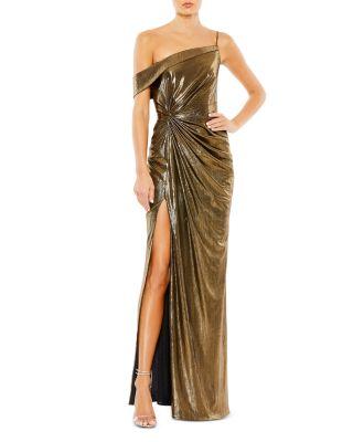Metallic Off The Shoulder Gown by MAC DUGGAL