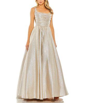 Metallic Pleated Bodice Ballgown by MAC DUGGAL