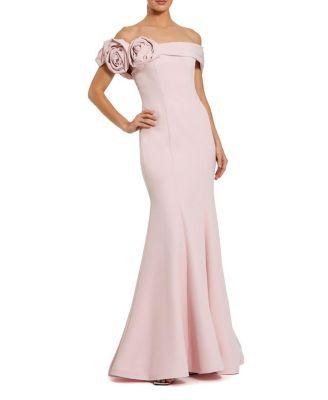 Off The Shoulder Crepe Mermaid Gown by MAC DUGGAL
