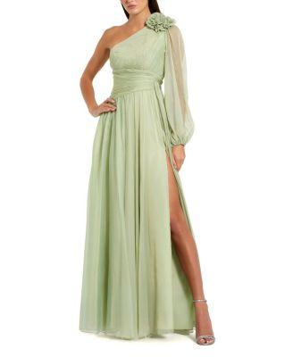 One Shoulder 3D Flower Gown with Slit by MAC DUGGAL