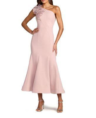 One Shoulder Crepe Trumpet Midi Dress by MAC DUGGAL