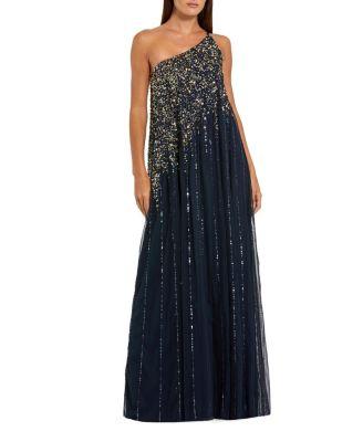 One Shoulder Embellished Trapeze A Line Gown by MAC DUGGAL