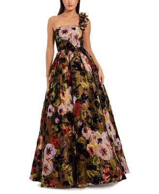 One-Shoulder Floral Print Ballgown by MAC DUGGAL