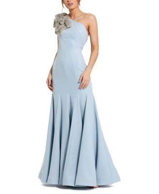 One Shoulder Flower Detailed Women's Gown by MAC DUGGAL