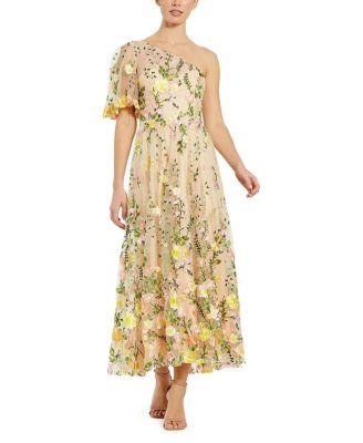 One Shoulder Lace Embroidered Dress by MAC DUGGAL
