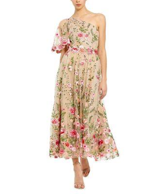 One Shoulder Lace Embroidered Dress by MAC DUGGAL