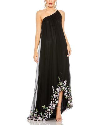 One Shoulder Trapeze Embellished High Low Gown by MAC DUGGAL