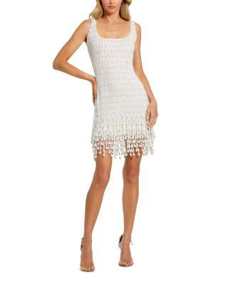 Pearl Beaded Square Neck Mini Dress by MAC DUGGAL