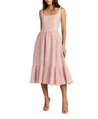 Pearl Embellished Sleeveless Boucle Midi Dress by MAC DUGGAL