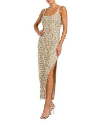 Pearl Embellished Sleeveless Fitted Ankle Dress by MAC DUGGAL