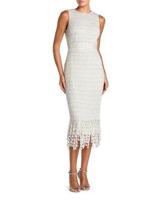 Pearl Embellished Sleeveless Midi Dress by MAC DUGGAL