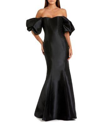 Petite Sweetheart Off The Shoulder Puff Sleeve Gown by MAC DUGGAL