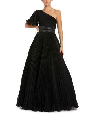 Pleated Shimmering Georgette One Shoulder Gown by MAC DUGGAL