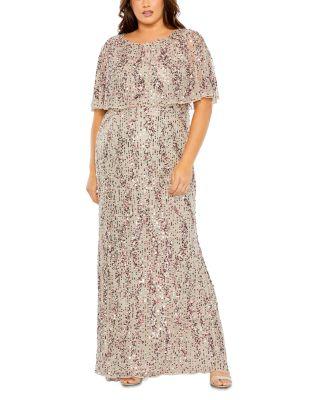 Plus Cape Detail High Neck Column  Gown by MAC DUGGAL