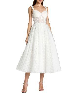 Polka Dot Net Bustier A-Line Midi Dress by MAC DUGGAL