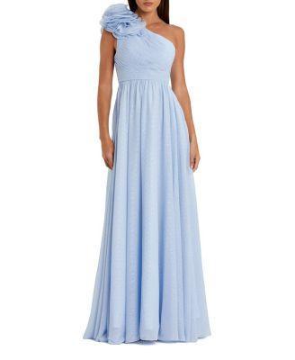 Polka Dot Ruffled One Shoulder Gown by MAC DUGGAL
