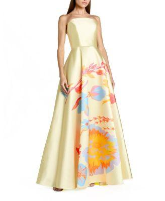 Printed Mikado Strapless Ballgown by MAC DUGGAL