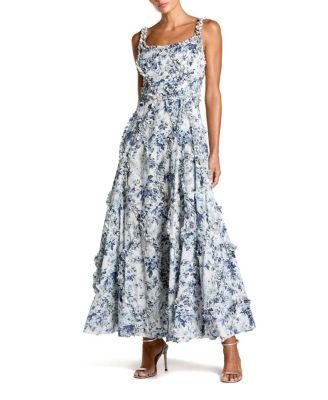 Ruffle Floral Sweetheart Neck Gown by MAC DUGGAL