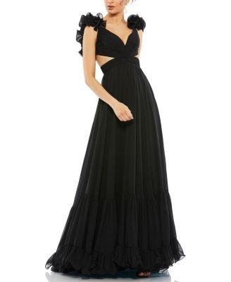 Ruffle Tiered Cut-Out Chiffon Gown by MAC DUGGAL