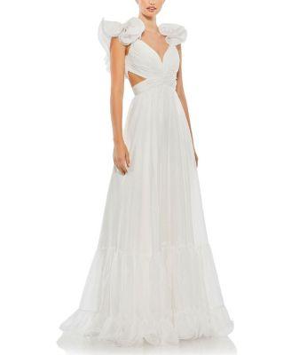 Ruffle Tiered Cut-Out Chiffon Gown by MAC DUGGAL