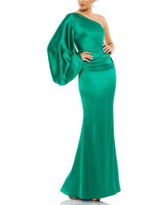 Satin Puff Sleeve Gown by MAC DUGGAL