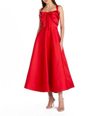 Satin Sleeveless A Line Ankle Dress with Bow by MAC DUGGAL