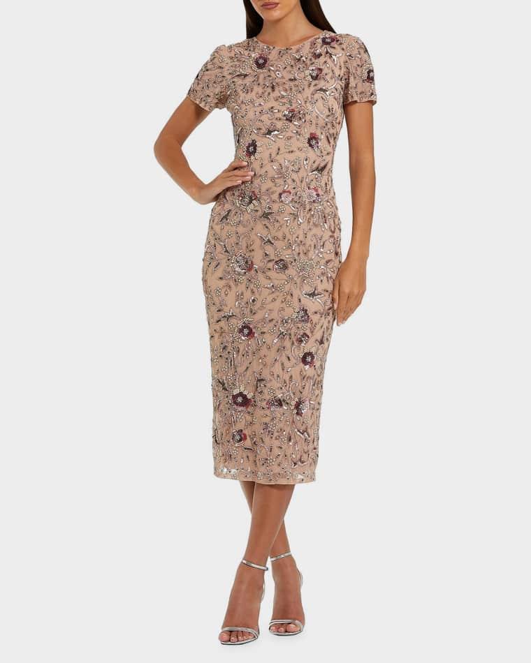 Sequin-Embellished Mesh Midi Dress by MAC DUGGAL
