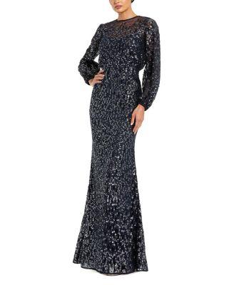 Sequin Long Sleeve Blouson Evening Gown by MAC DUGGAL