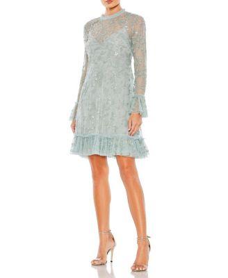 Sequin Long Sleeve Mini Dress by MAC DUGGAL