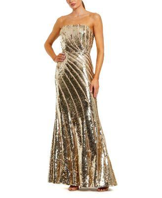 Sequin Mesh Strapless Trumpet Gown by MAC DUGGAL