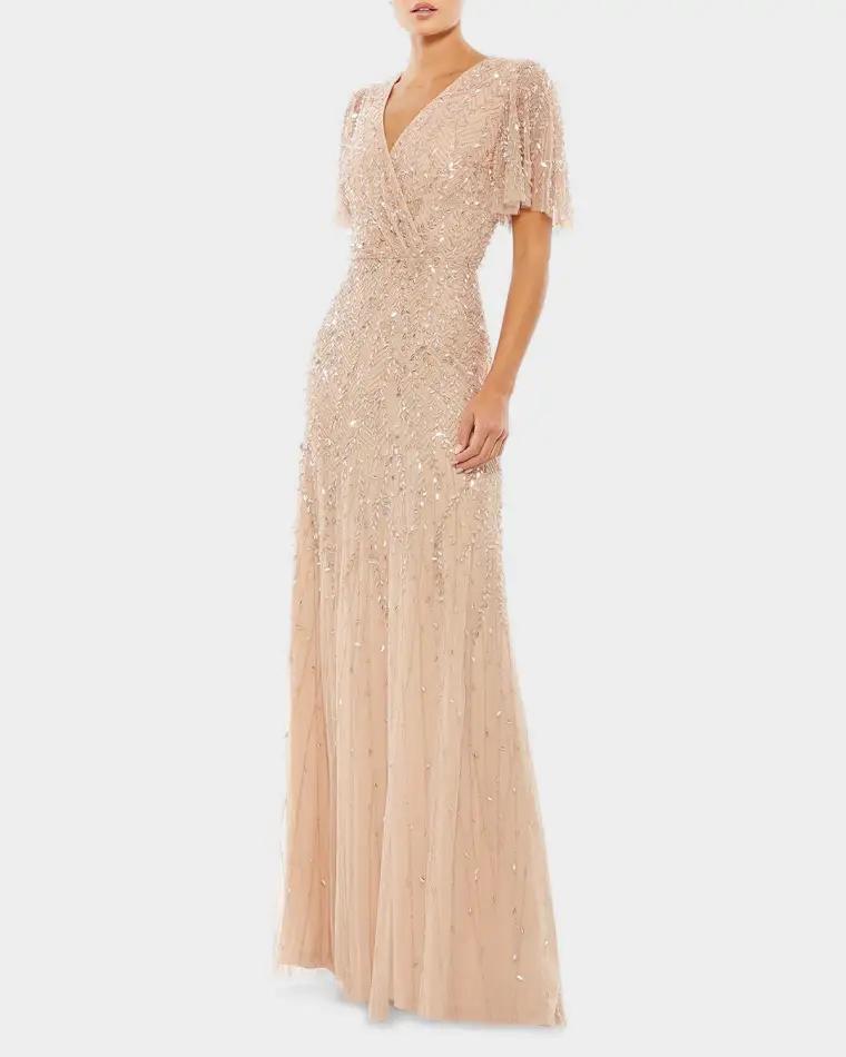 Sequined Beaded Tulle Gown by MAC DUGGAL