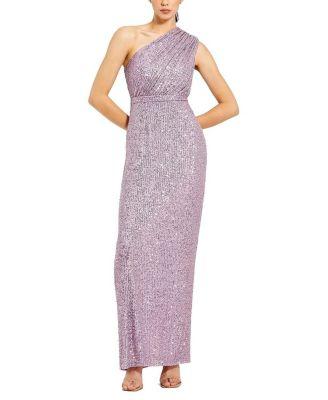 Sequined Ruched One Shoulder Gown by MAC DUGGAL
