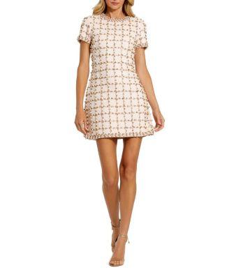 Short Sleeve Rhinestone Beaded Neoprene Mini Dress by MAC DUGGAL