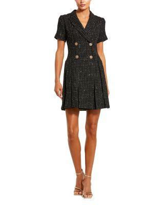 Short Sleeve V Neck Tweed Blazer Mini Dress by MAC DUGGAL