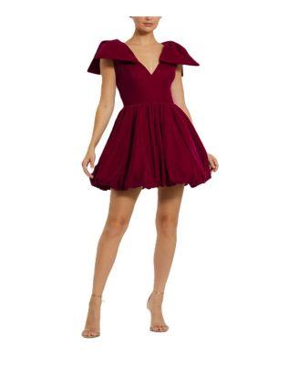 Shoulder Bow Velvet Bubble Mini Dress by MAC DUGGAL