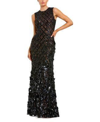 Sleeveless Beaded Sequin Mesh Mermaid Gown by MAC DUGGAL