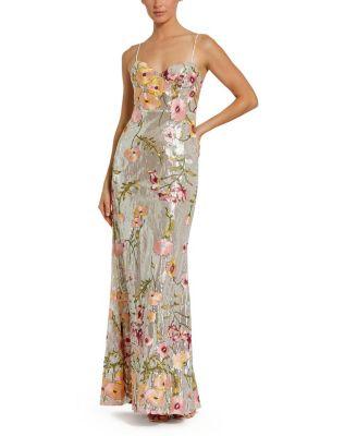 Sleeveless Bustier Floral Applique Gown by MAC DUGGAL