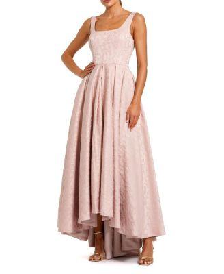 Sleeveless Jacquard Square Neck High Low Gown by MAC DUGGAL