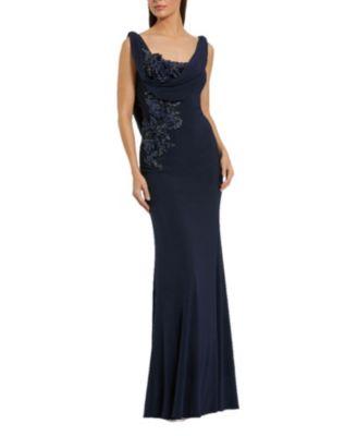 Sleeveless Jersey Cowl Neck Gown With Beading by MAC DUGGAL