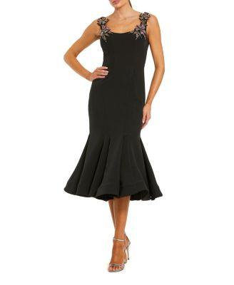 Sleeveless Midi Dress with Floral Embellishments by MAC DUGGAL
