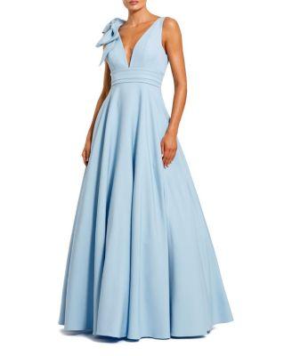Sleeveless Plunge Neck Ball Gown with Bow Detail by MAC DUGGAL