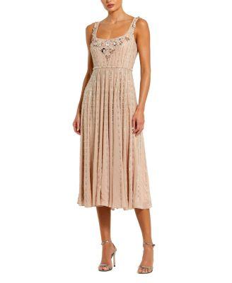Sleeveless Scoop Neck Beaded Georgette Midi Dress by MAC DUGGAL
