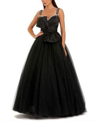 Sleeveless Sweetheart Neck Tulle Ballgown with Bow by MAC DUGGAL