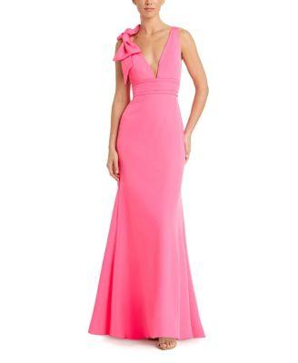 Sleeveless V Neck Bow Detail Mermaid Gown by MAC DUGGAL