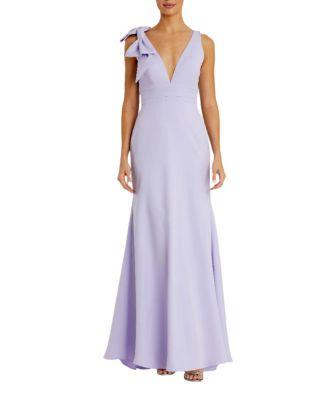 Sleeveless V Neck Bow Detail Mermaid Gown by MAC DUGGAL